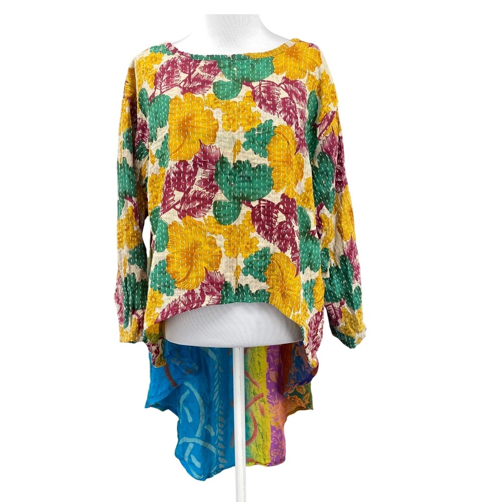 Kantha Bae floral tunic - hi low with Kantha and silk